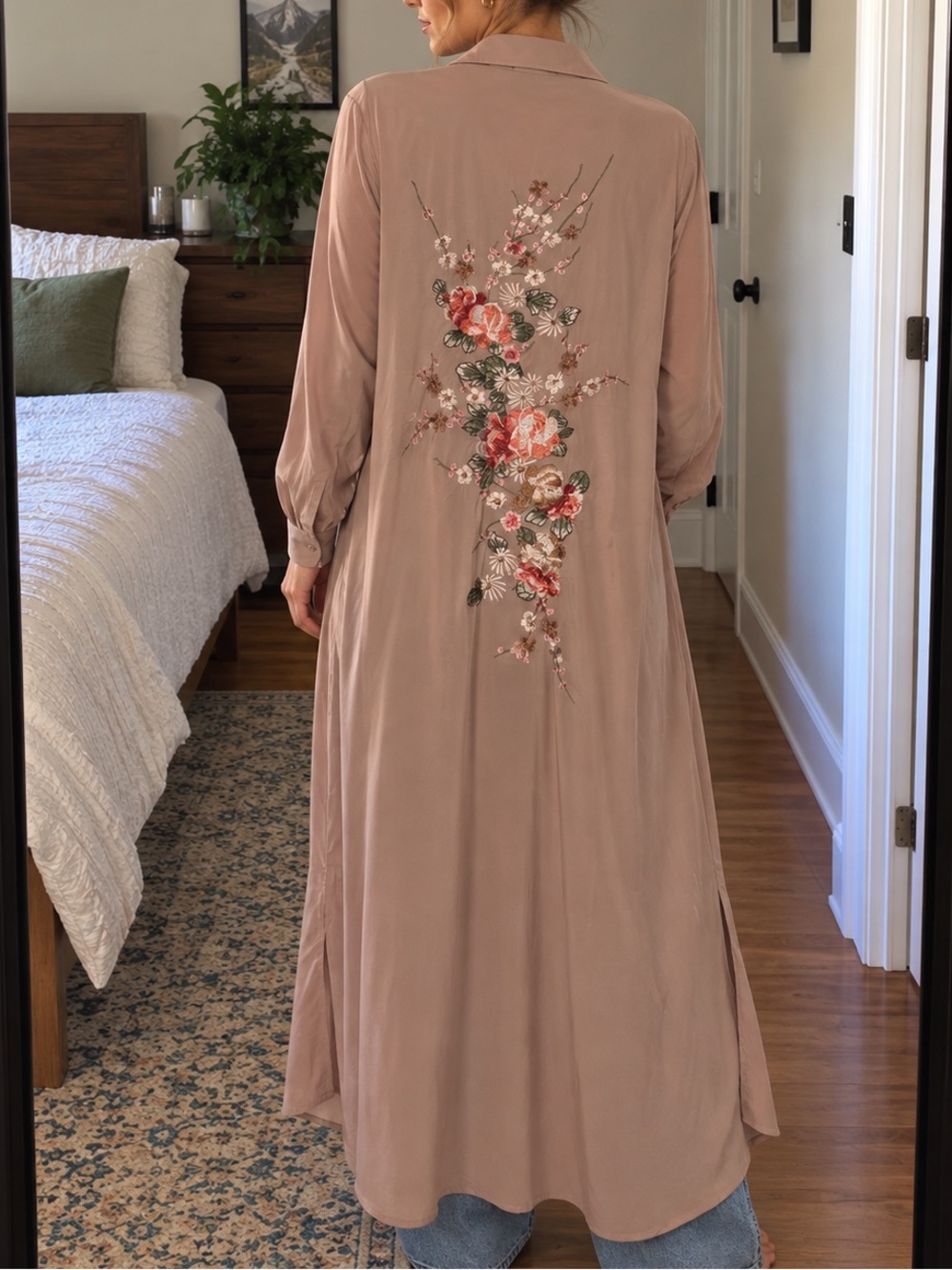 Antthony Embroidered Long Shirt Dress / Duster